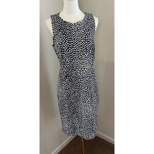 J.Crew Navy Polka Dot Sheath Dress Women 10 Sleeveless Lined NWT Work Office